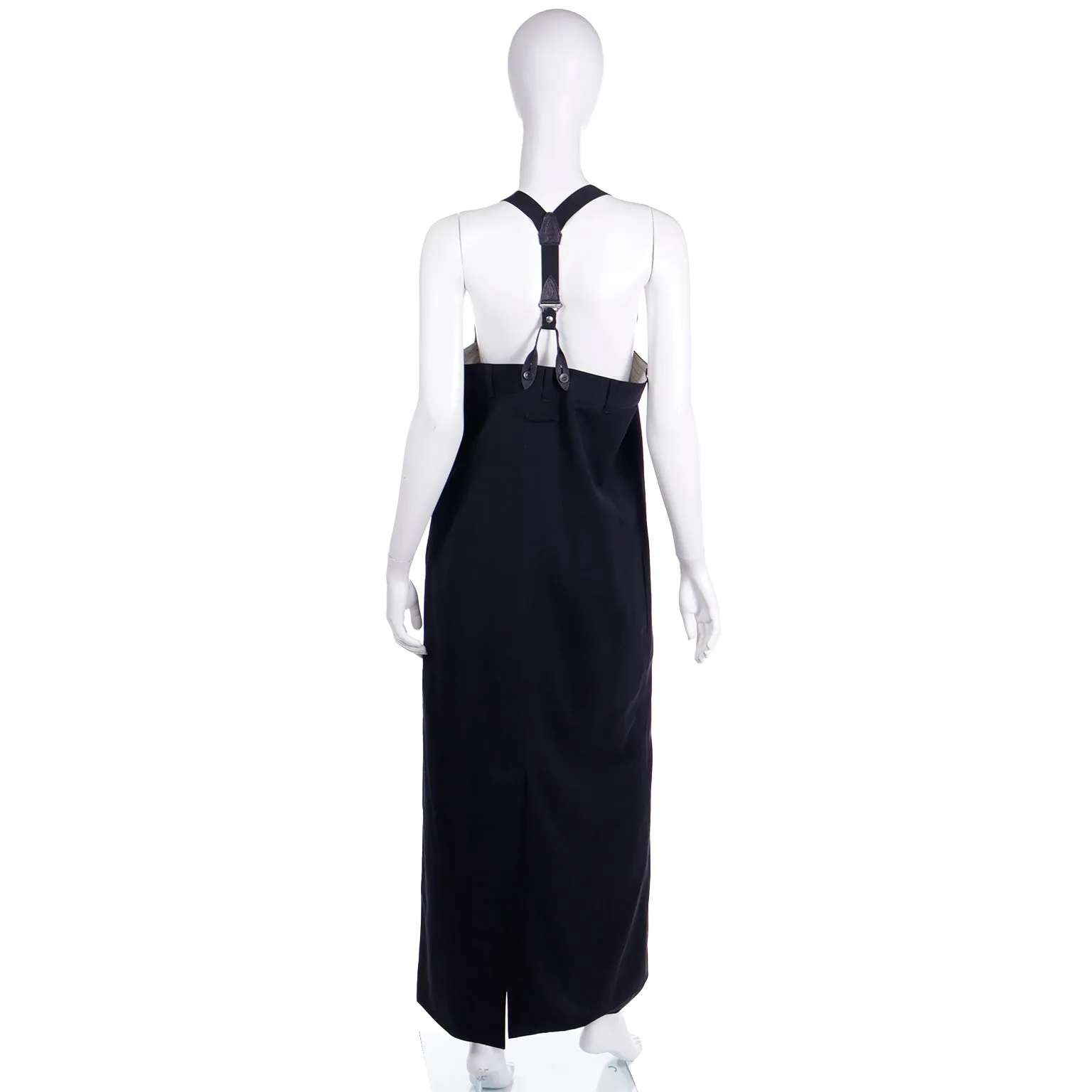 1990s Vintage Jean Paul Gaultier Long Black Skirt With Suspenders