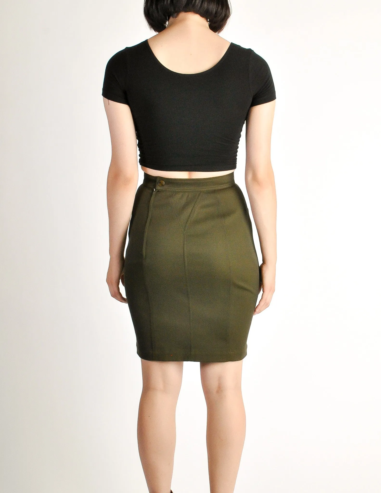 Alaïa Vintage Iconic Olive Green Stretch Skirt