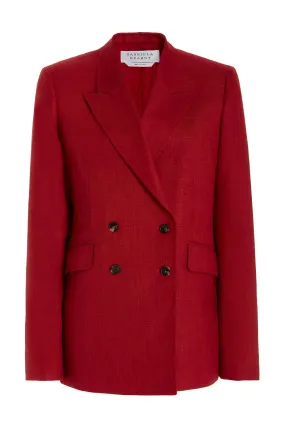 Angela Blazer in Red Wool and Silk Linen