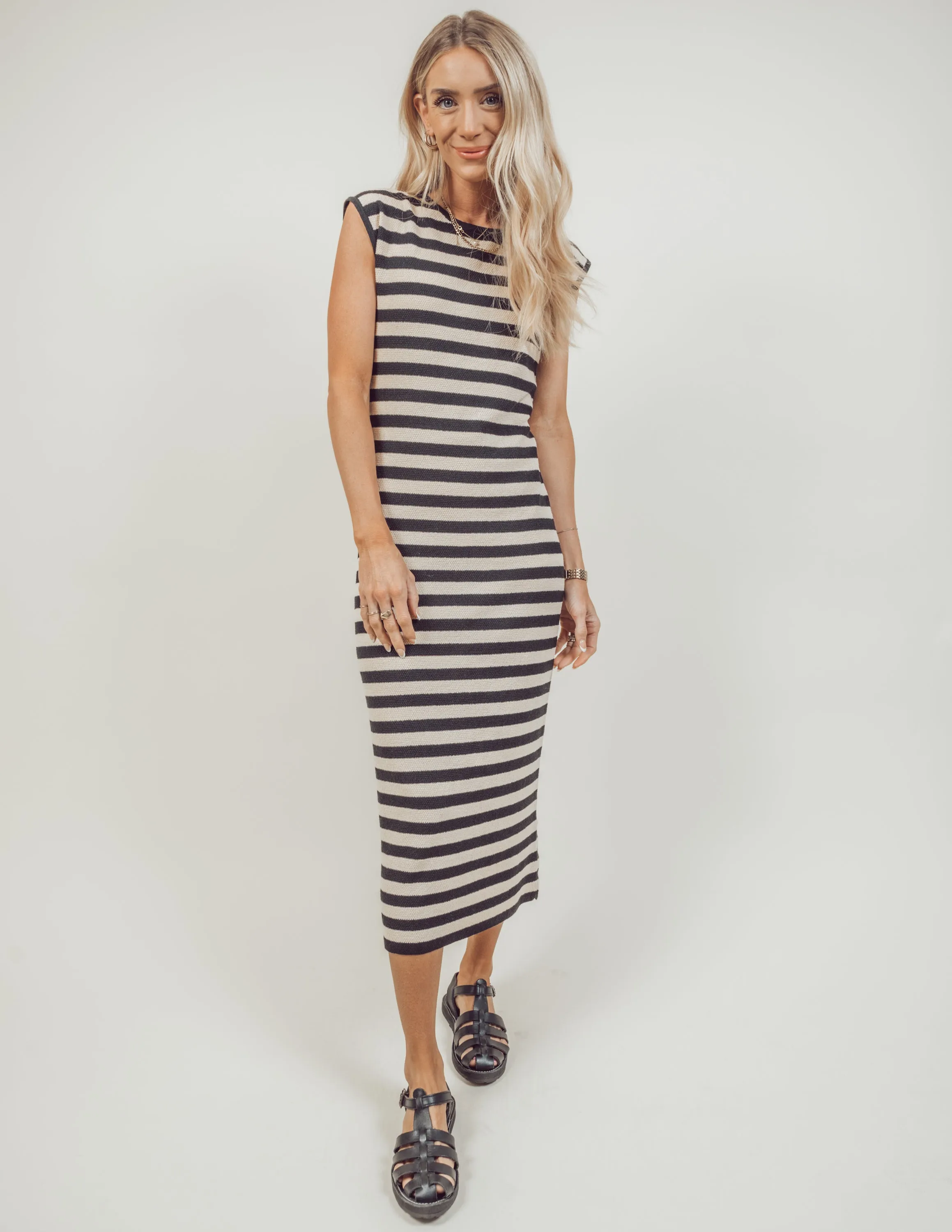 Anna Striped Midi Dress