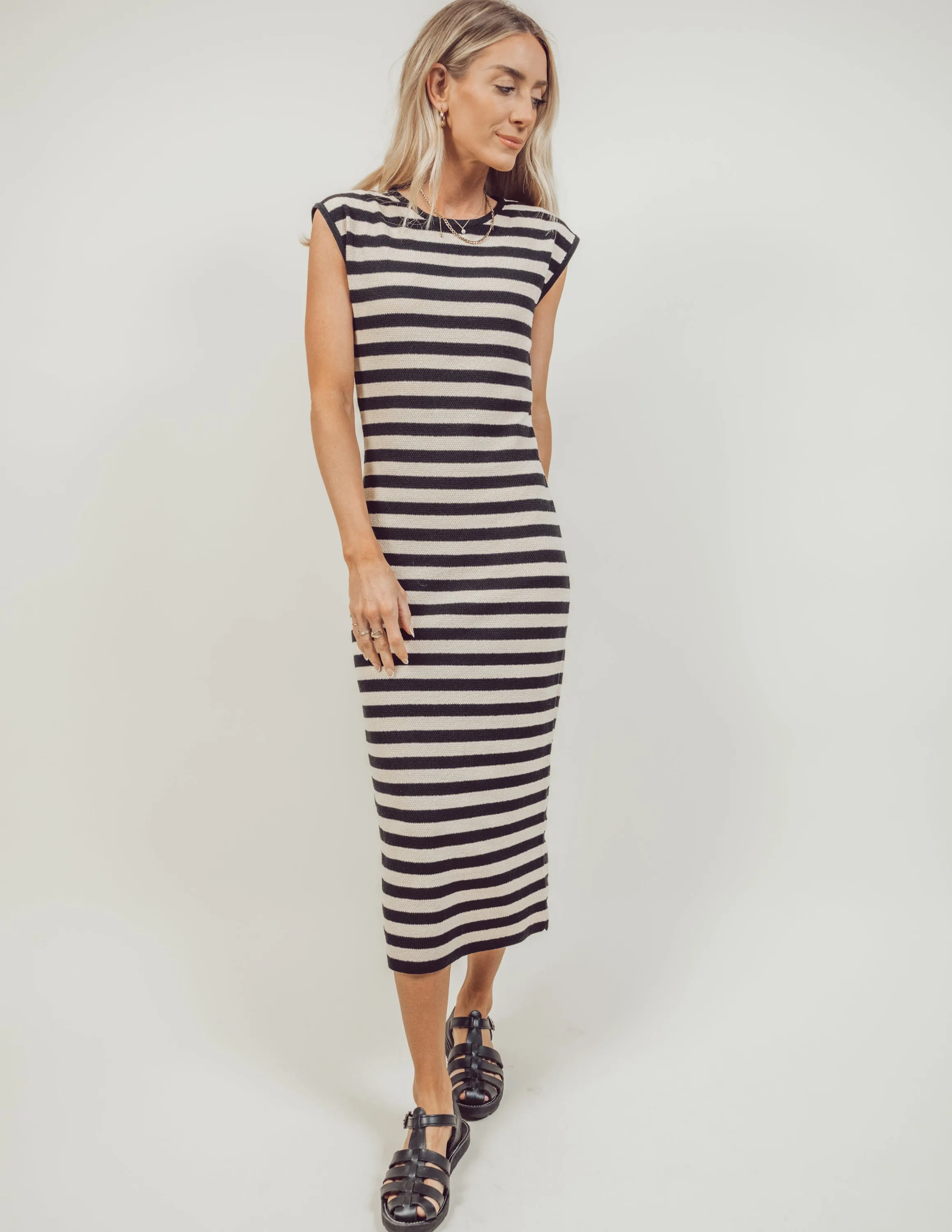 Anna Striped Midi Dress