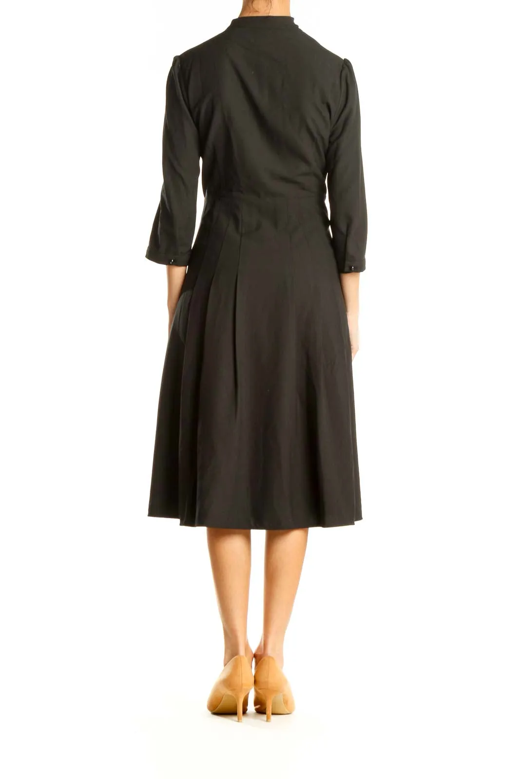 Black Classic Fit & Flare Dress with Neck Tie