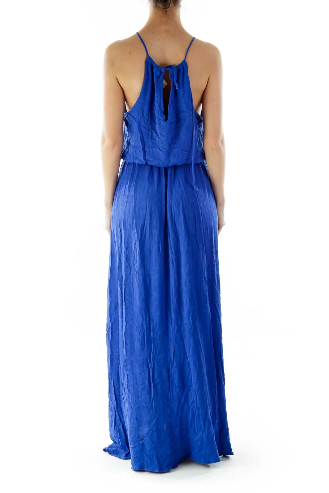 Blue Drawstring Maxi Dress