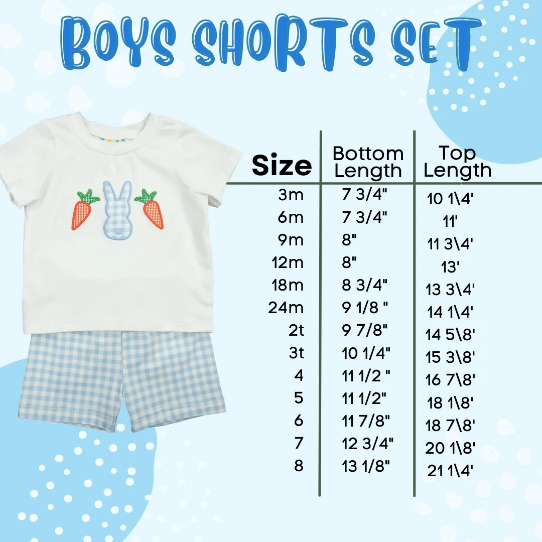 Boys Blue Check Shorts Set