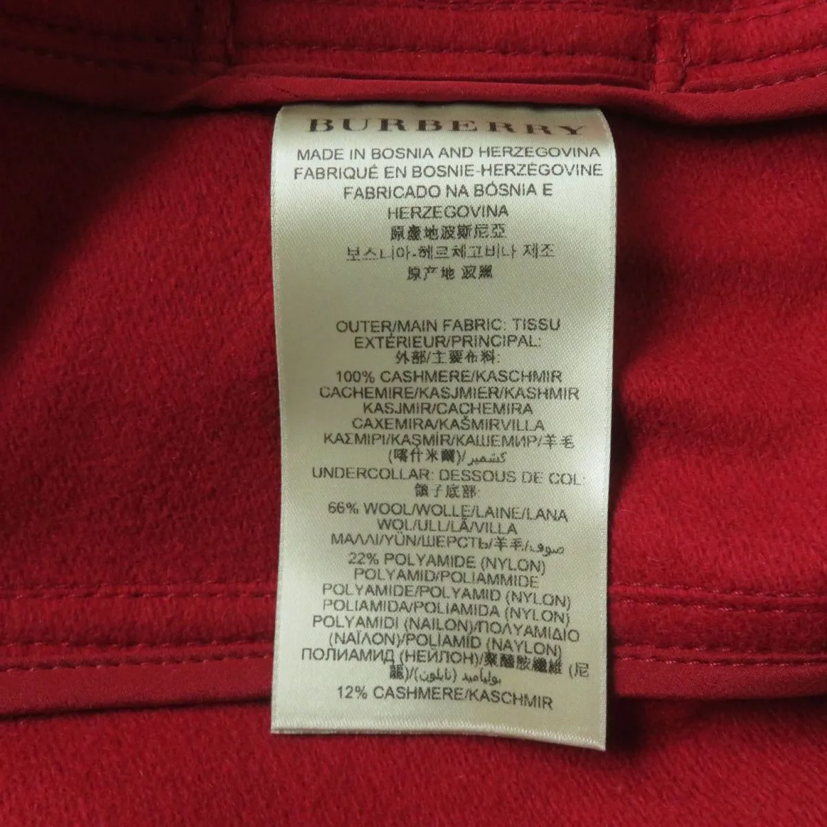 Burberry Cashmere Trench Coat Red Size 36