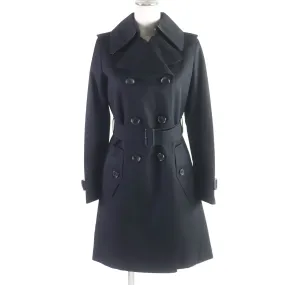 Burberry Cotton Leather Trench Coat Black 34