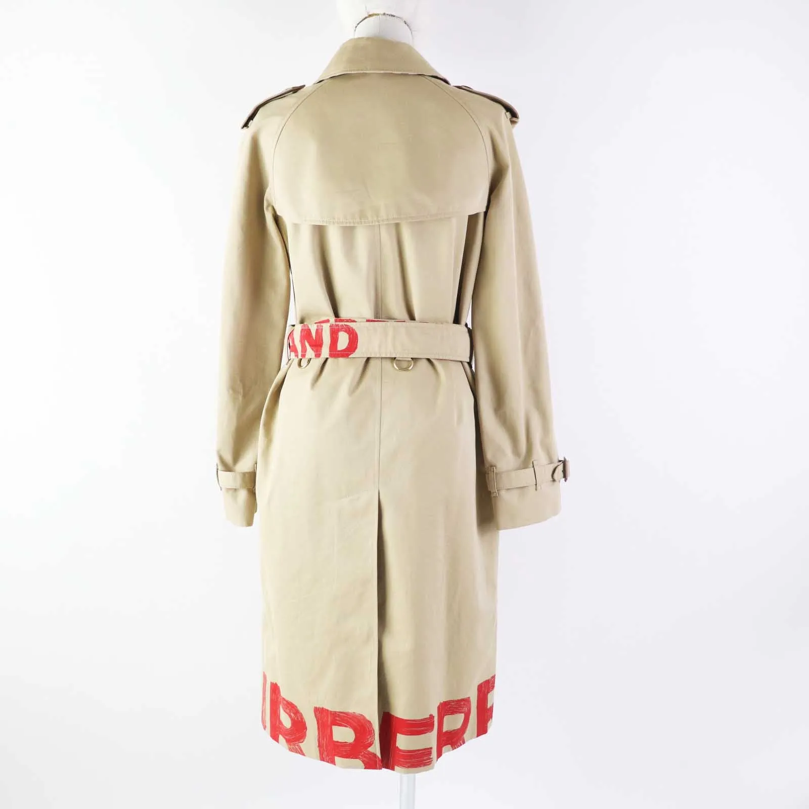 Burberry Graffiti Cotton Trench Coat Beige 36