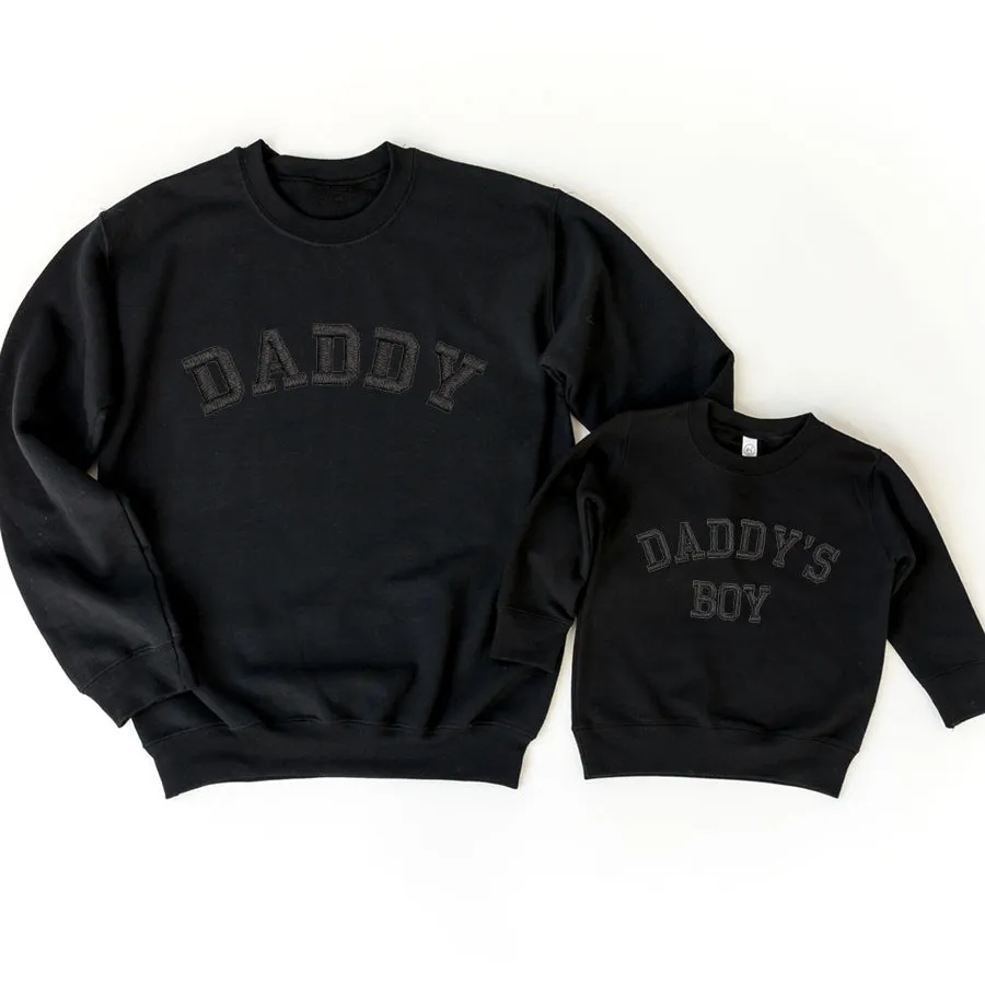 Daddy & Daddy's Boy College Embroidered Black Sweatshirts