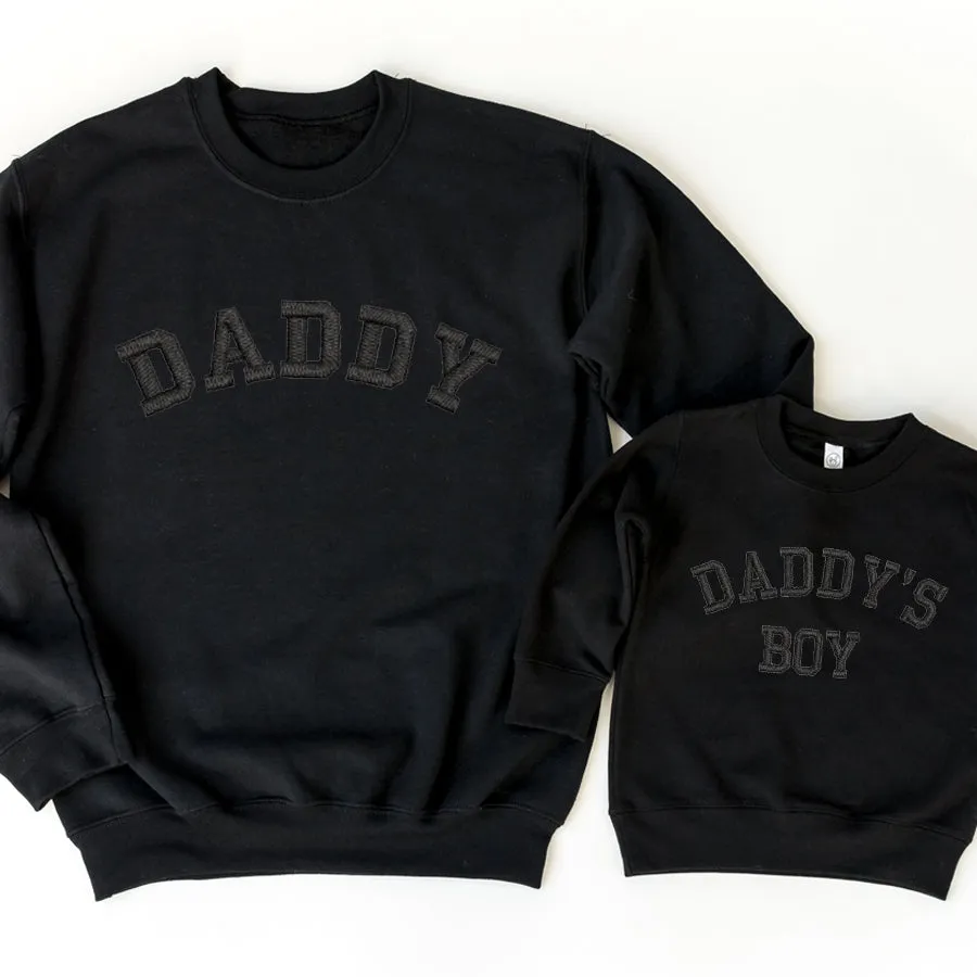 Daddy & Daddy's Boy College Embroidered Black Sweatshirts