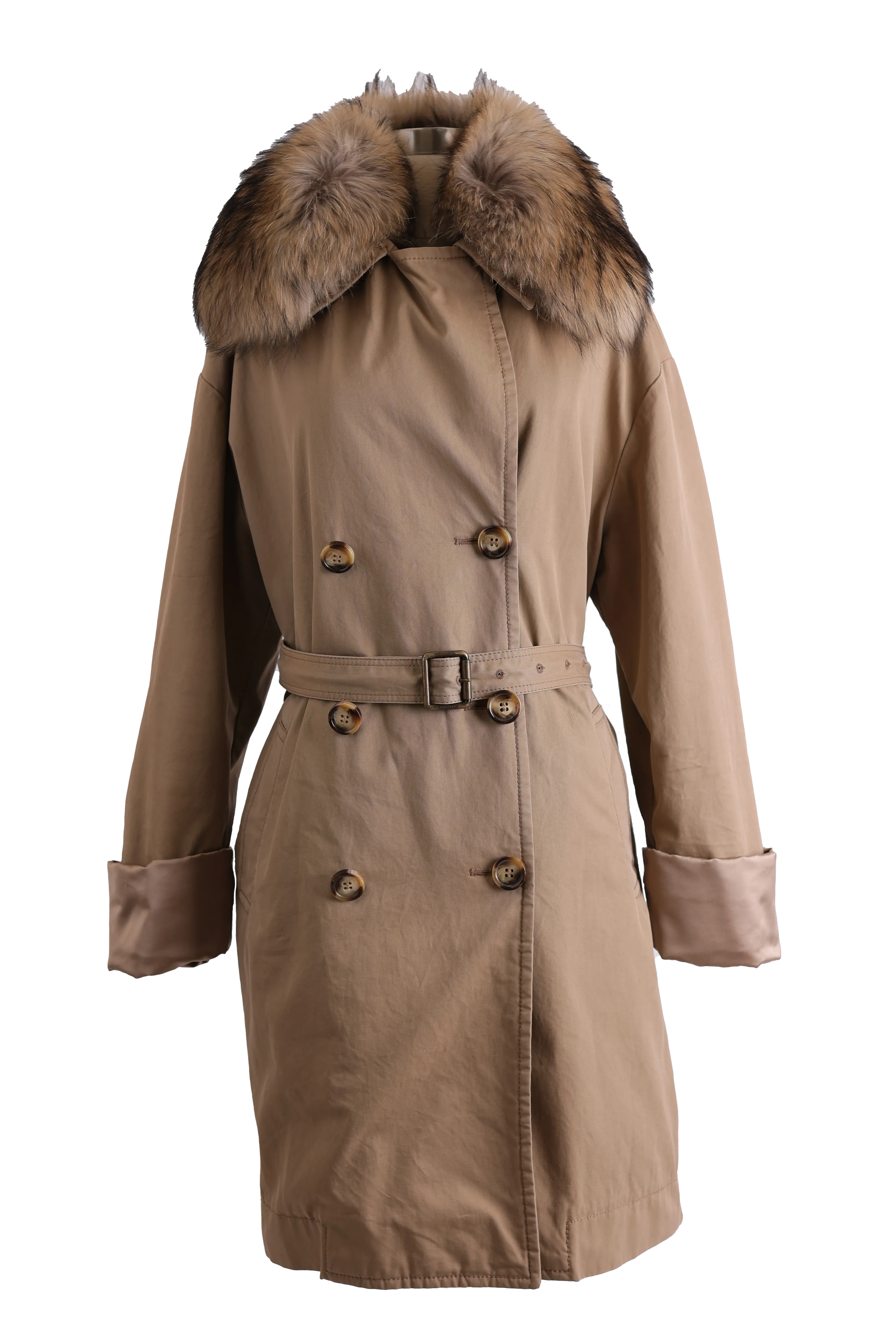 Dori Down Trench Coat W/ Removable Fur Collar