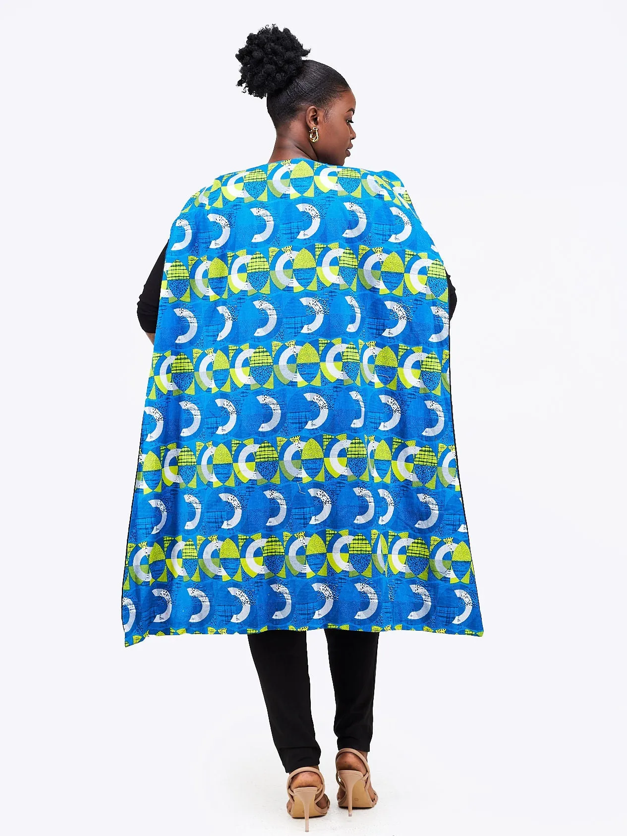 Fem Midi Cape - Blue / Multicolour