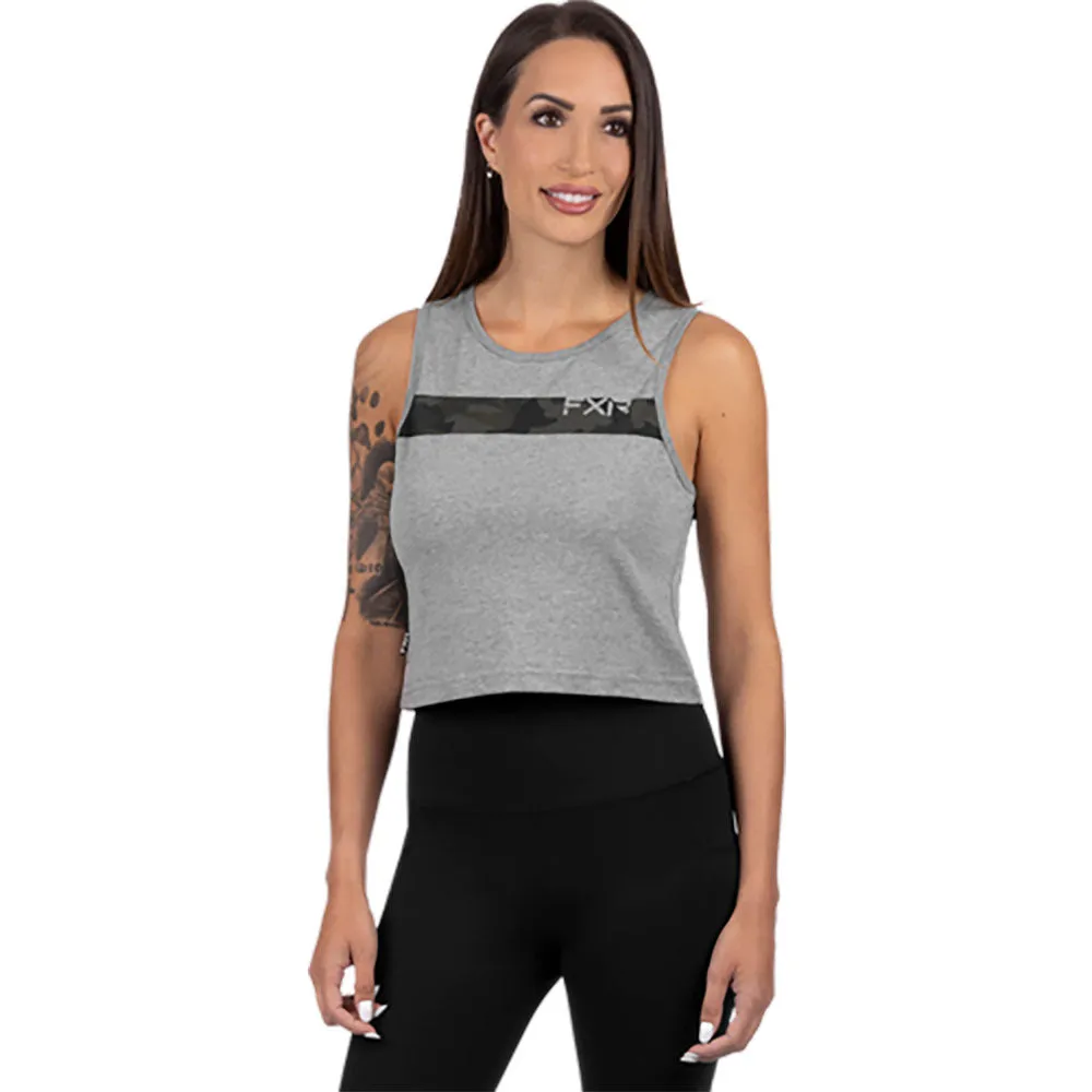 FXR Align Crop Tank Top Grey Heather/Army Camo