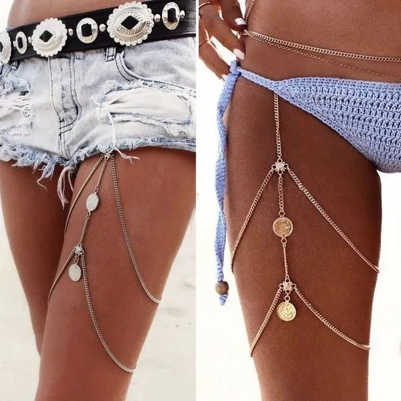 Gypsy Coin Leg Chain Silver Or Gold You Choose Boho Body Jewelry Festival Ornament Bohemian Leg Jewelry