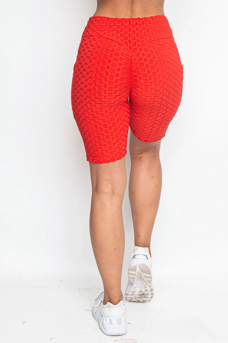 High Waist Perfect Fit Waffle Knit Bermuda Shorts (P005)