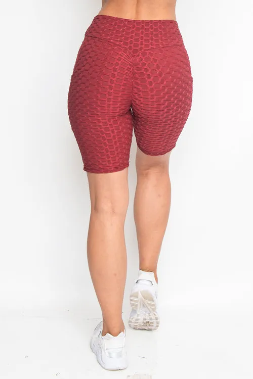 High Waist Perfect Fit Waffle Knit Bermuda Shorts (P005)