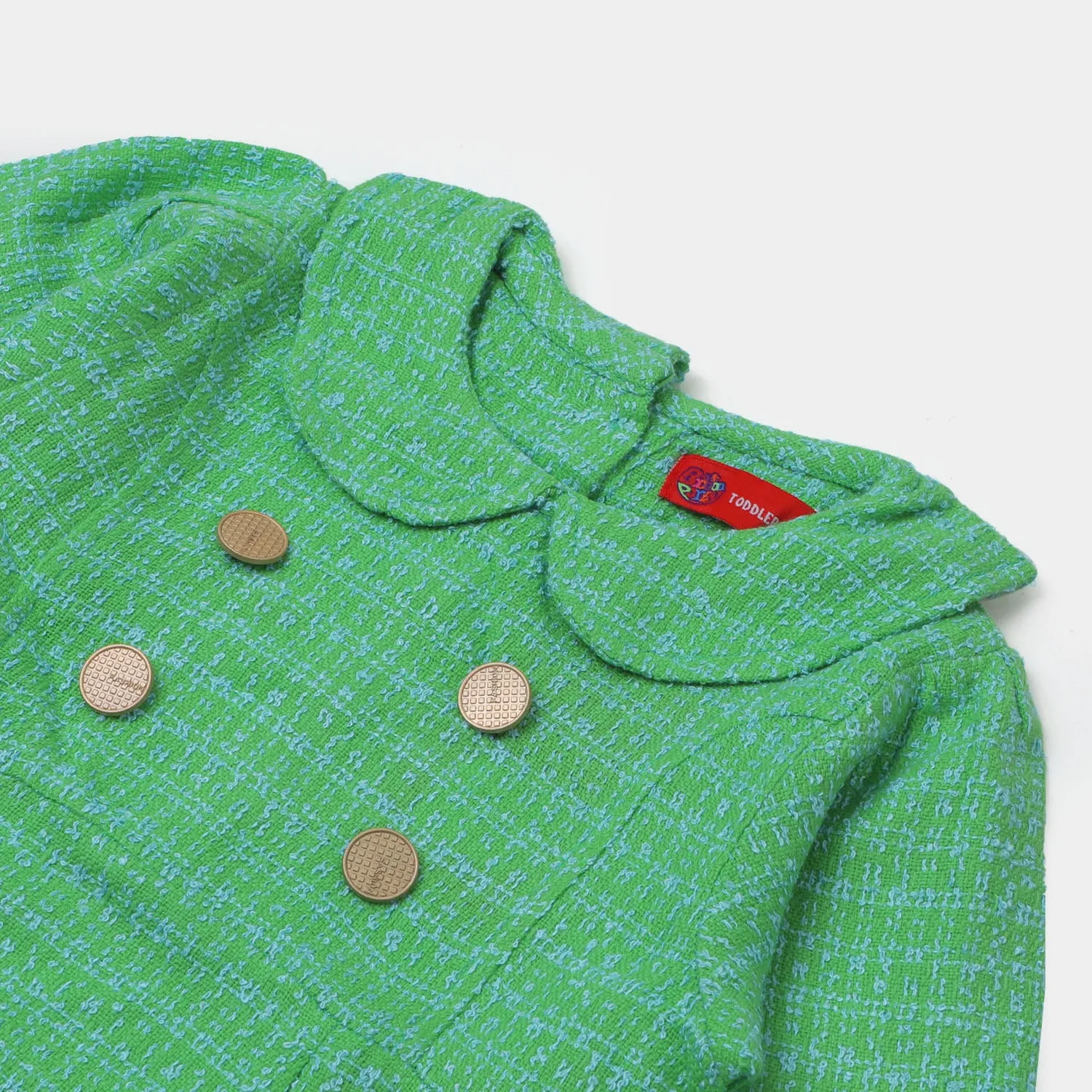 Knitted Girls Trench Coat - Green