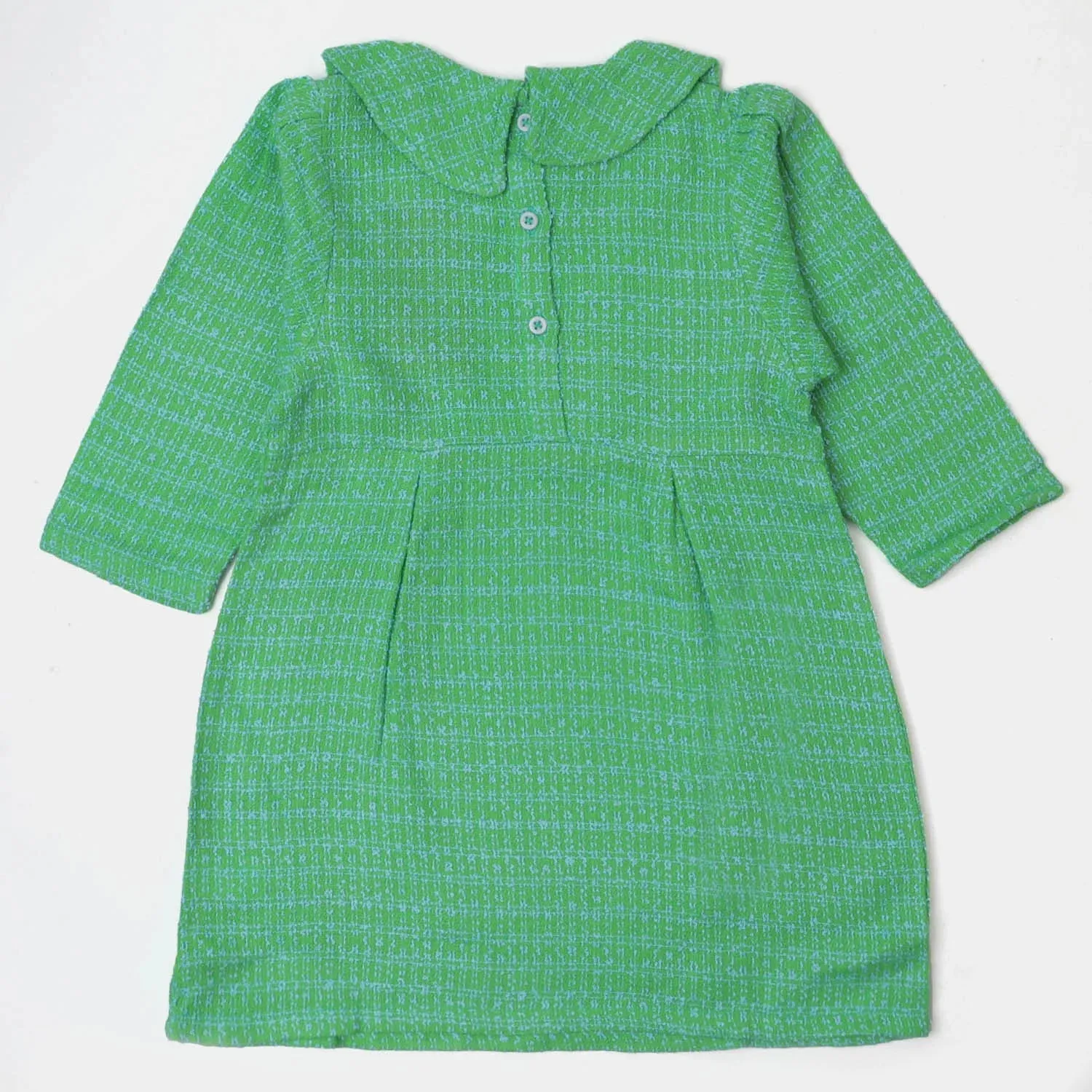 Knitted Girls Trench Coat - Green