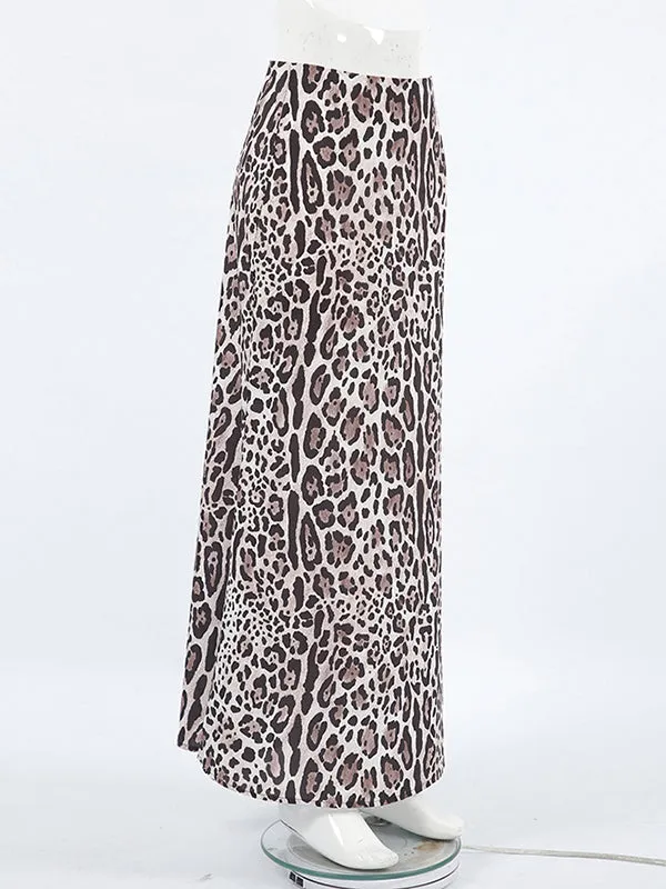 Leopard Zipper Bodycon High Waisted Skirts Bottoms