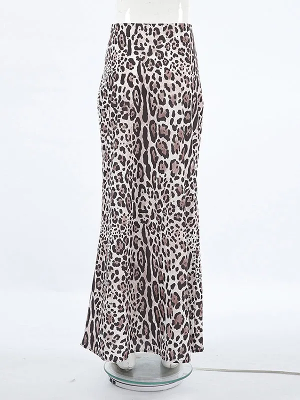 Leopard Zipper Bodycon High Waisted Skirts Bottoms