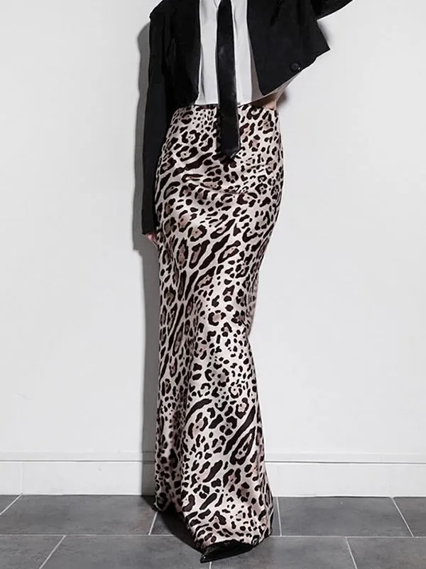 Leopard Zipper Bodycon High Waisted Skirts Bottoms