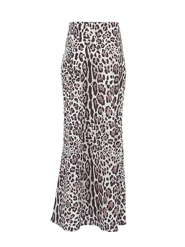 Leopard Zipper Bodycon High Waisted Skirts Bottoms