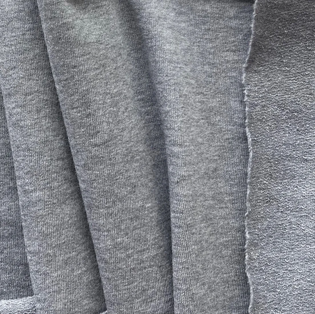 Mid-Weight Heathered Koala Grey Cotton French Terry Knit (Made in Italy)