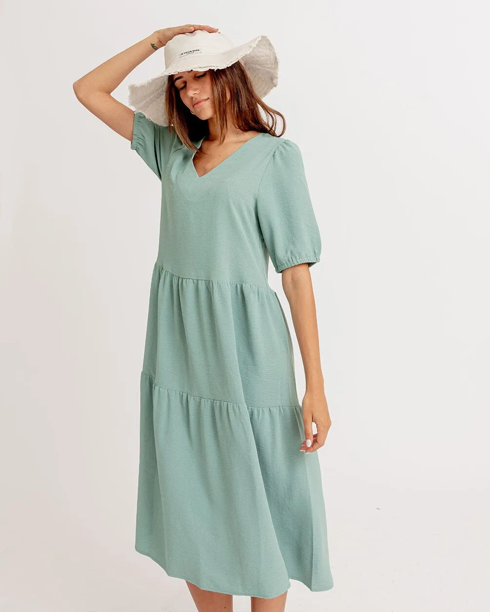 Mint Ruffled Midi Dress