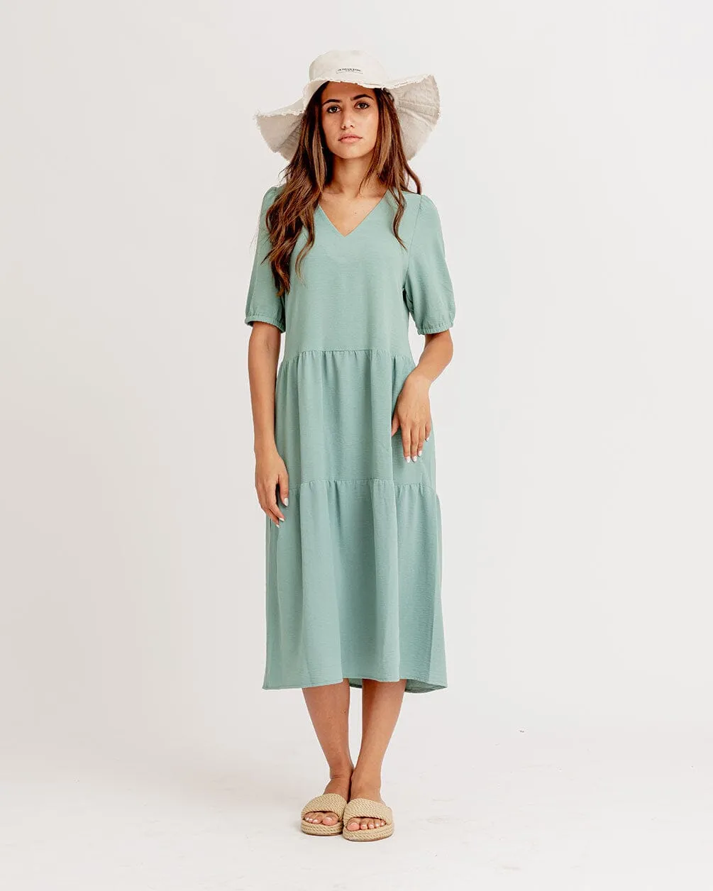 Mint Ruffled Midi Dress