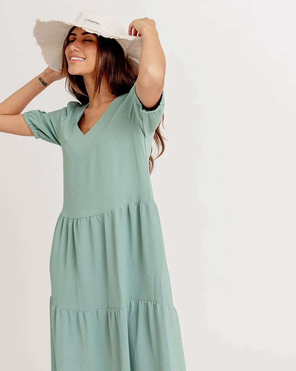 Mint Ruffled Midi Dress