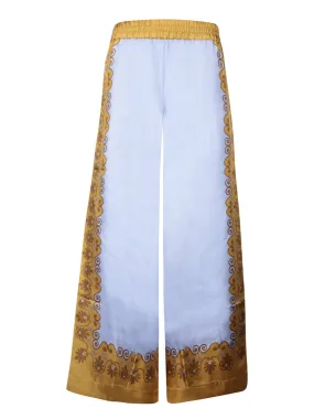 Olympus Light Blue and Gold Palazzo Pants