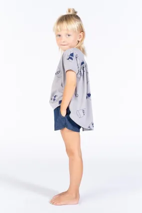 OMAMImini Grey Gathered Girls Shirt