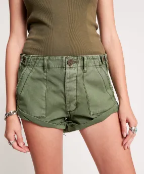 One Teaspoon Khaki Cargo Bandit Shorts Low Waist Short