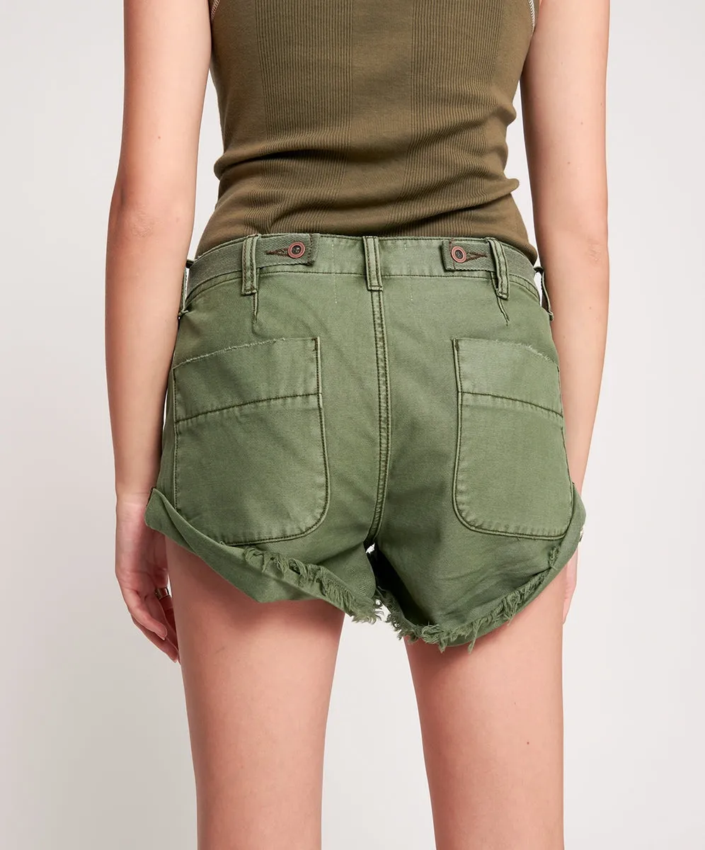 One Teaspoon Khaki Cargo Bandit Shorts Low Waist Short