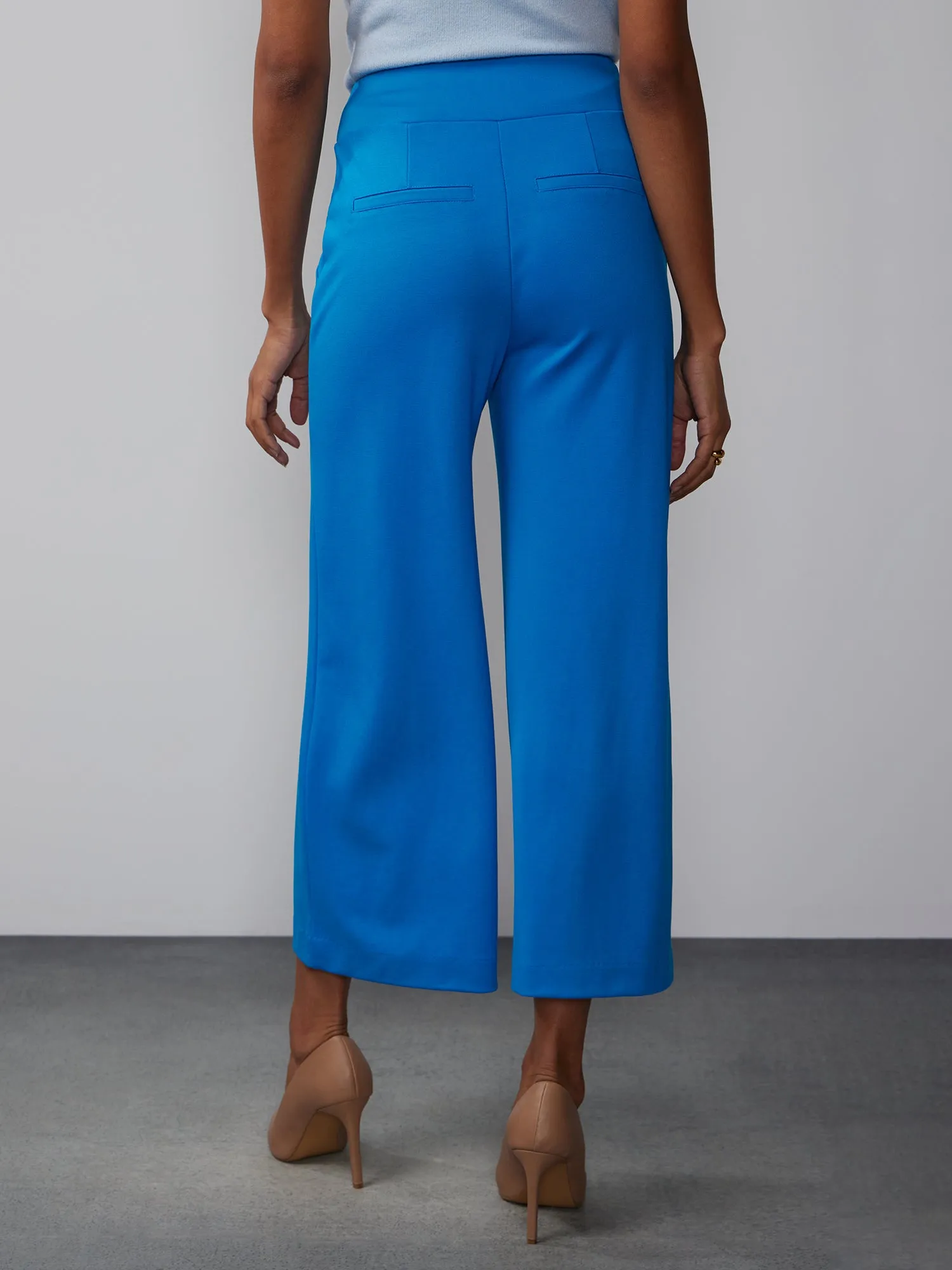 Petite Ponte Pull On Palazzo Crop Pant