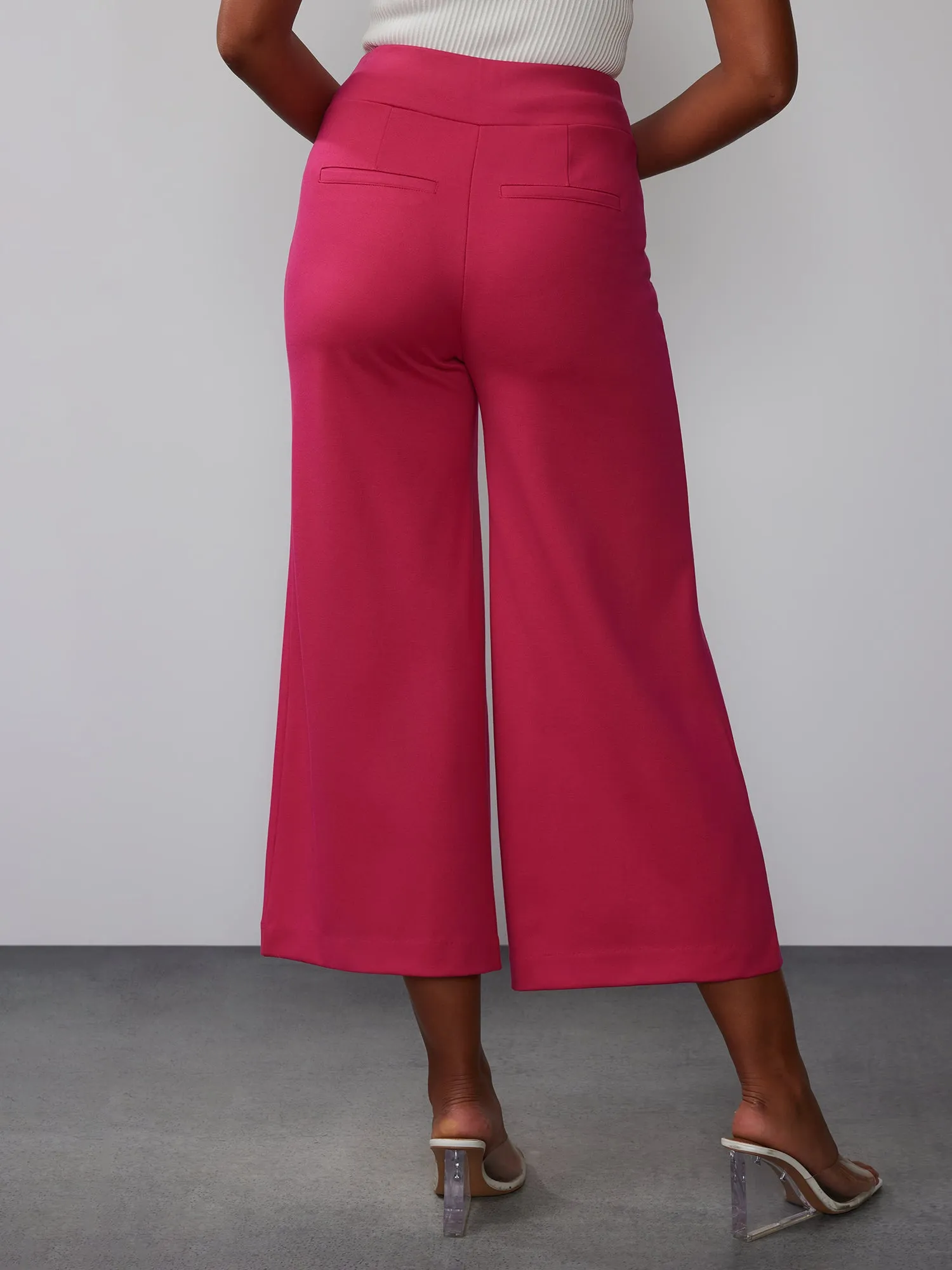 Petite Ponte Pull On Palazzo Crop Pant