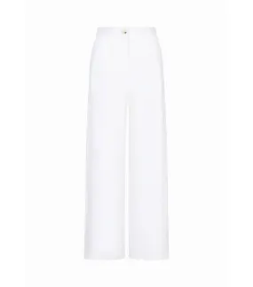 Plain Linen Palazzo Pants Optic White