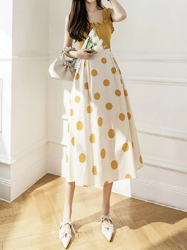 Polka-Dot Loose Skirts Bottoms