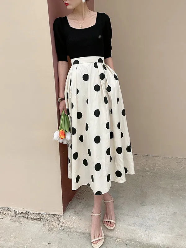 Polka-Dot Loose Skirts Bottoms