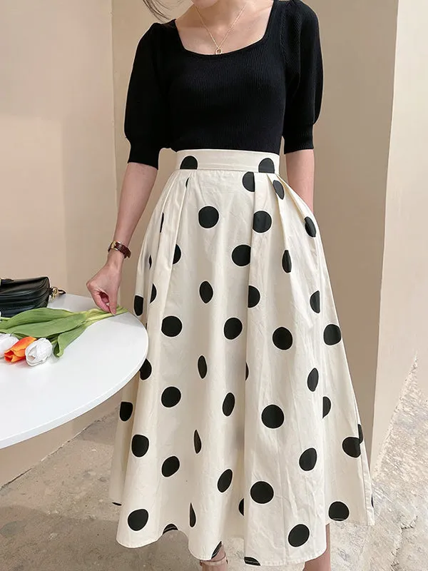 Polka-Dot Loose Skirts Bottoms