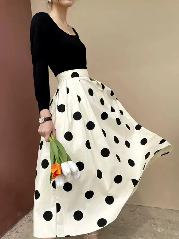 Polka-Dot Loose Skirts Bottoms