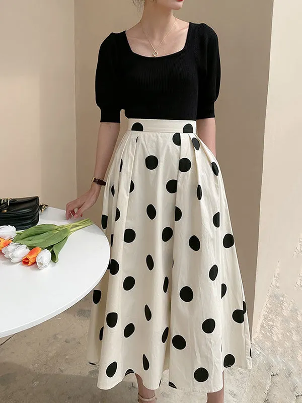 Polka-Dot Loose Skirts Bottoms