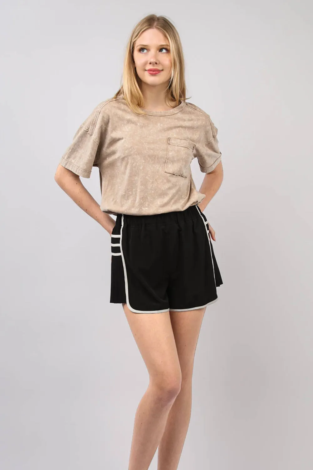 Side Pleated Activewear Shorts