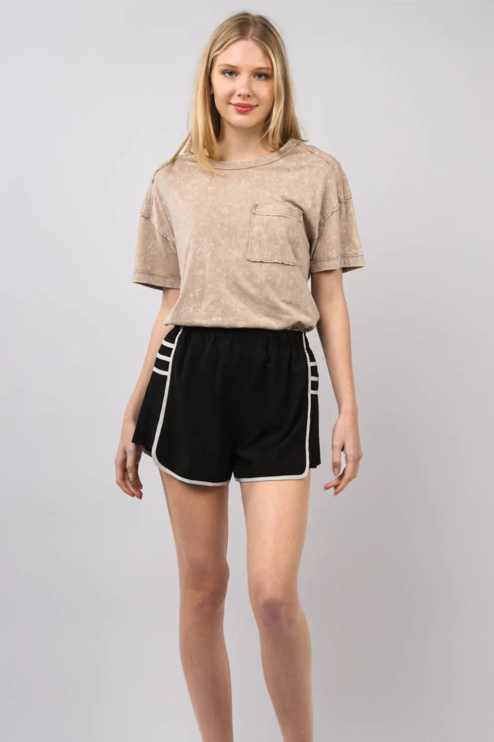 Side Pleated Activewear Shorts