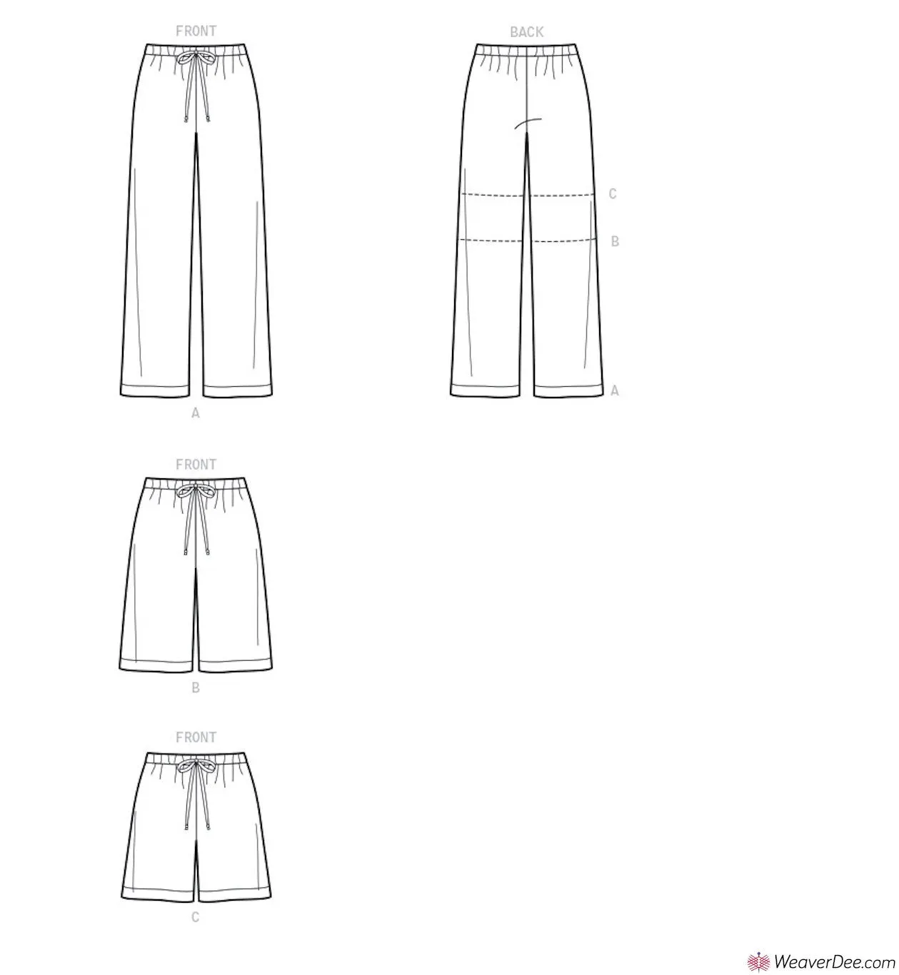 Simplicity Pattern S9127 Unisex Pyjama Bottoms & Shorts (Adult, Teen & Child)