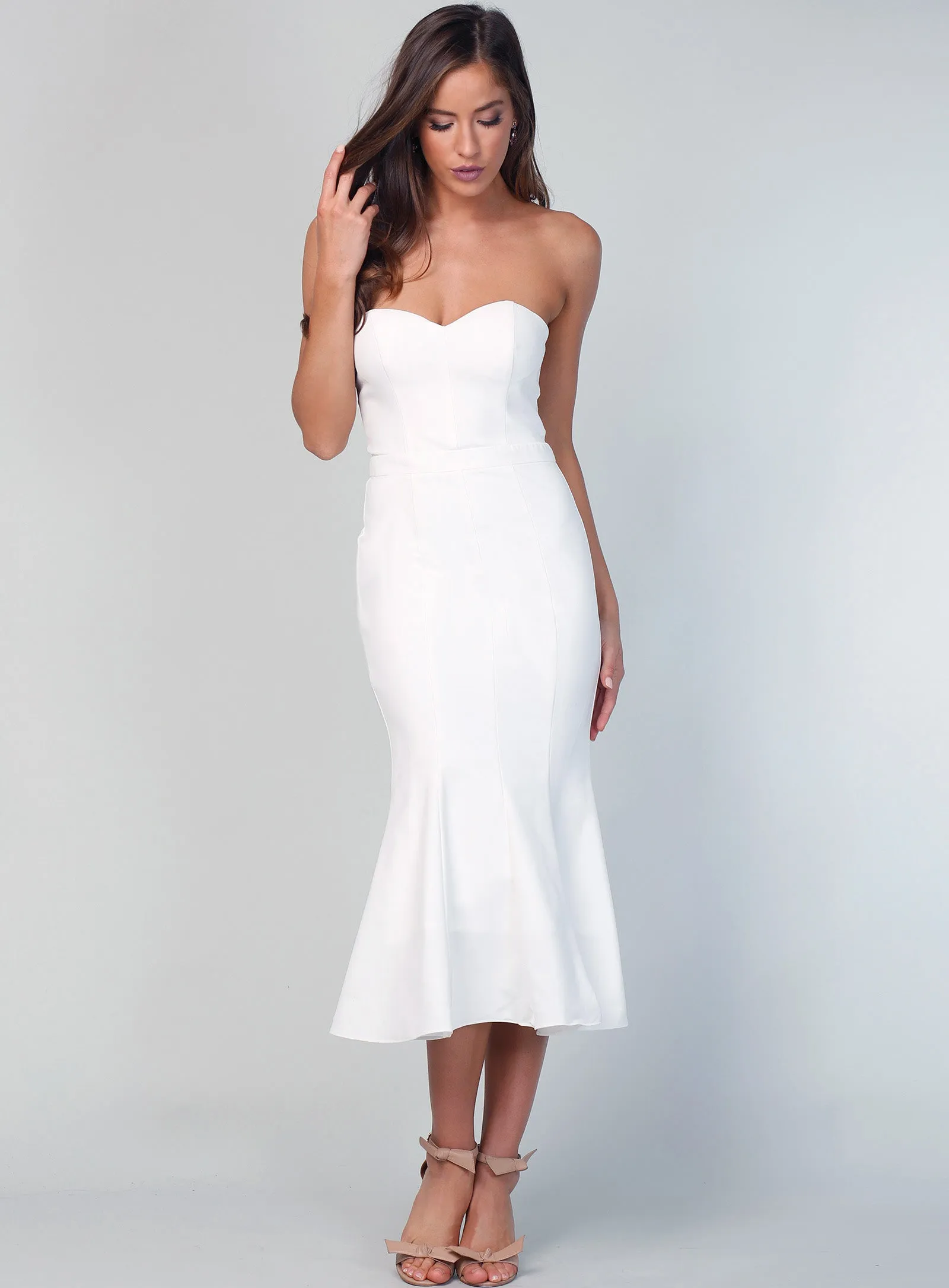 Stacey Fluted Dress - Ivory - size 6