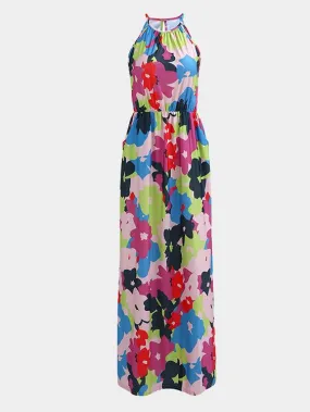 Wholesale Halter Sleeveless Floral Print Maxi Dress