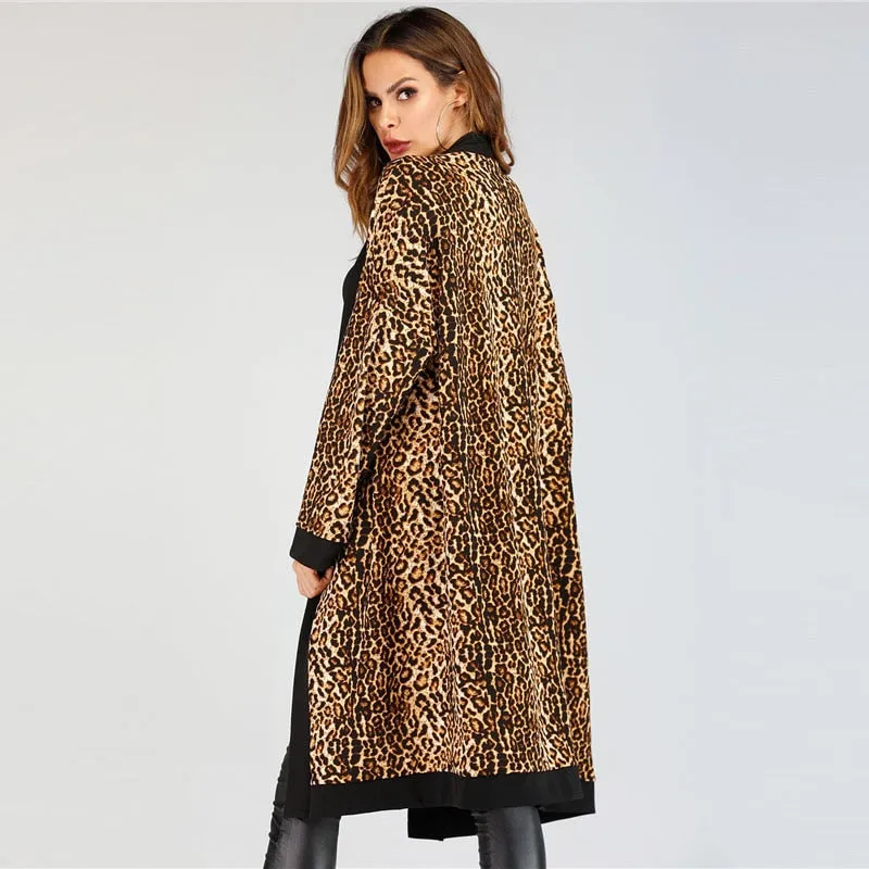 Women's Autumn Casual Coat With Leopard Print