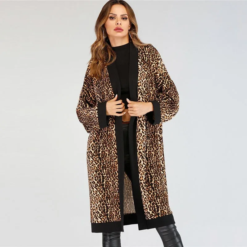 Women's Autumn Casual Coat With Leopard Print