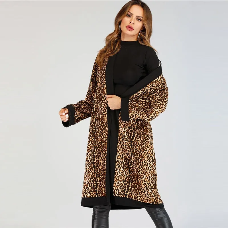 Women's Autumn Casual Coat With Leopard Print