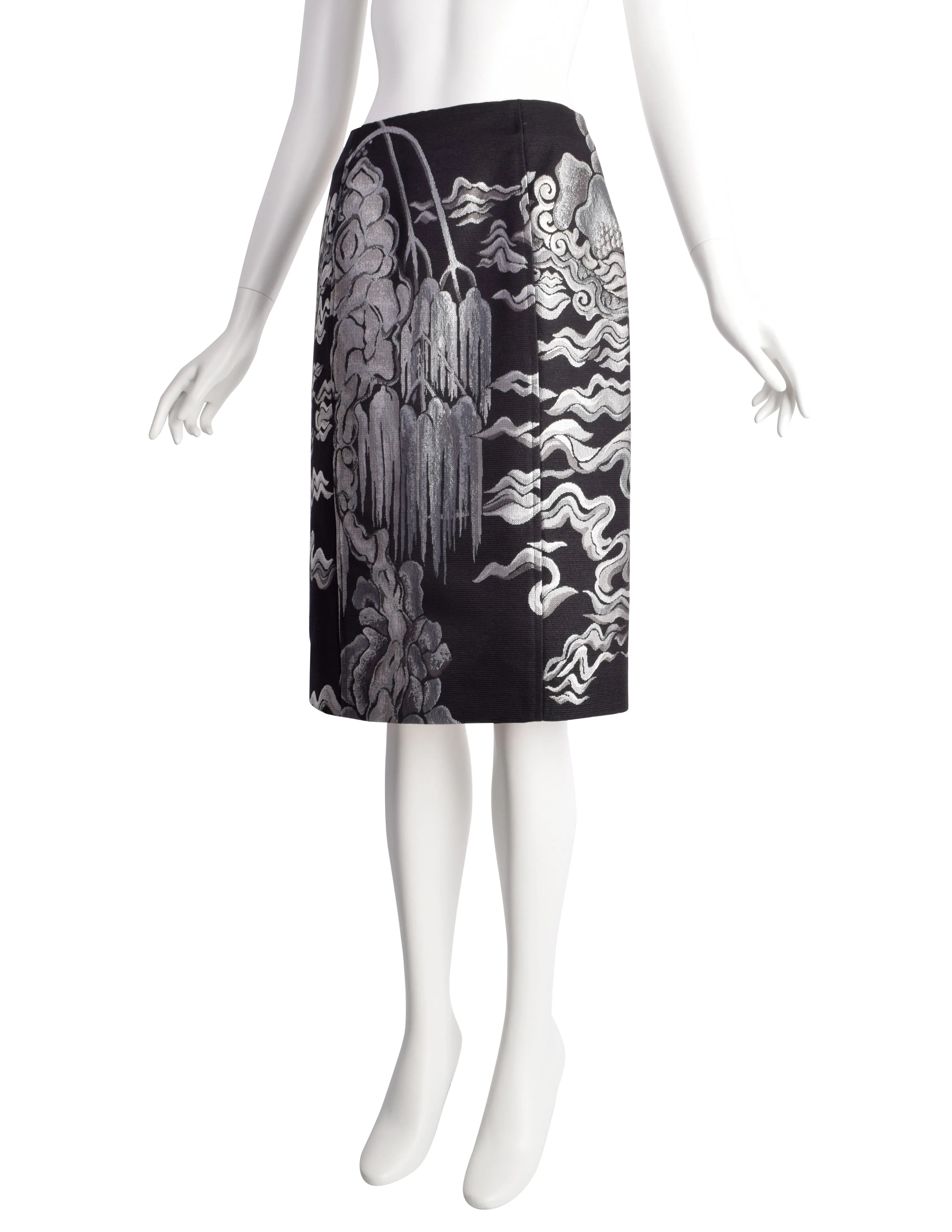 Yves Saint Laurent by Tom Ford Vintage AW2004 Iconic Chinoiserie Scenic Jacquard Skirt